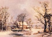 George Henry Durrie Winter in the Country, The Old Grist Mill France oil painting artist